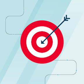 A red target with an arrow pointing at it.