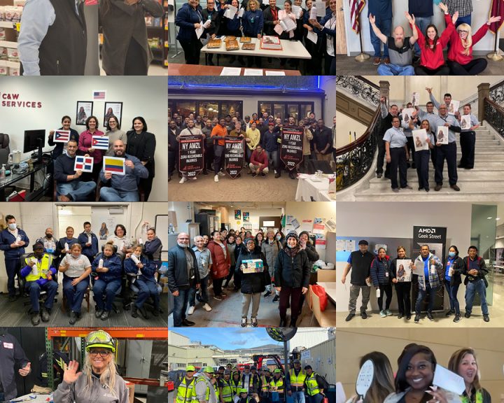 Collage of diverse groups of employees in various settings, including offices and outdoor sites, engaging in work and team activities.